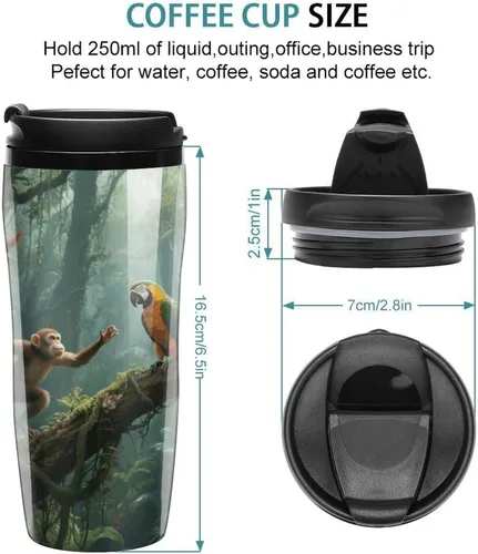 Vista 3 de Mysterious Tropical Rainforest Insulated Travel Tumbler Reusable Leakproof Coffee Cup with Lid Double Wall Spill Proof Plastic Coffee Mug for