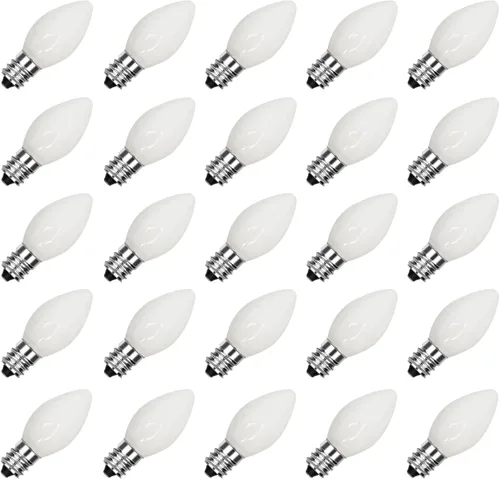 Vista 10 de SUNSGNE C7 Bombillas de luz nocturna de repuesto rojas de Navidad, bombillas de base de candelabro E12 de 5 W, ideales para luces nocturnas