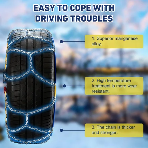 Vista 8 de DEDC Cadenas de nieve para SUV compatibles con Tesla MODELO 3 Cars 1 minuto de ajuste rápido motosierra reutilizable universal cadena de tracción