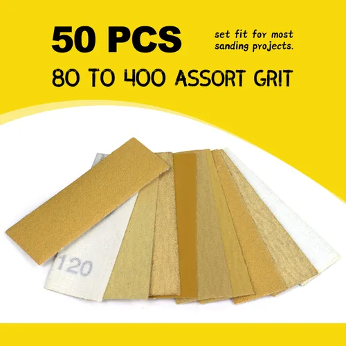 Vista 6 de POLIWELL Kit de micro lijadora de 3.5 x 1 pulgada para proyectos pequeños, herramientas de lijado con mango de detalle + papel de lija de grano 80