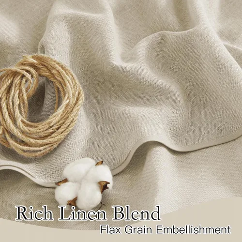 Vista 4 de RYB HOME Cortinas Cortas de Lino con Cenefas Swag - Niveles Semitransparentes para la Parte Superior de Ventanas, Decoración del Hogar con Filtrado