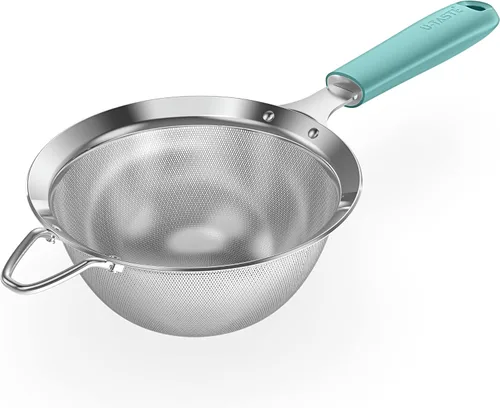 Vista 20 de Colador de malla de acero inoxidable 18/8: U-Taste Colador de alimentos de malla fina de cocina de 3.9 pulgadas con mango de silicona resistente