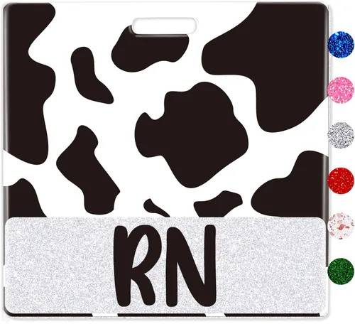 Vista 11 de Plifal RN Badge Buddy - Tarjetero para enfermera, accesorios de enfermería, con purpurina azul claro, horizontal, identificación con nombre