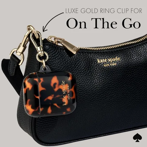 Vista 6 de Kate Spade New York Estuche protector para AirPods con llavero - Concha de tortuga, compatible con AirPods de 2ª / 1ª