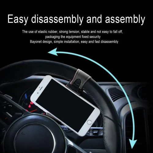 Vista 5 de HAOBO Soporte para Teléfono de Coche - Soporte Ajustable para Coche, Soporte de Teléfono para Volante, Soporte Universal para Teléfono Móvil