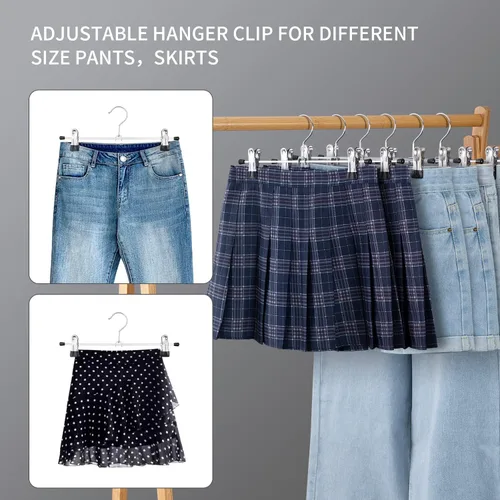 Vista 5 de Cimlord Paquete de 12 perchas para pantalones con clips para mujer, perchas de metal resistente para ropa para armario, ahorro de espacio