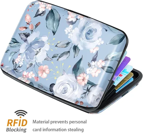 Vista 4 de Mini tarjetero de crédito para mujeres u hombres, con bloqueo RFID, funda rígida delgada para tarjetas de identificación, cartera de viaje