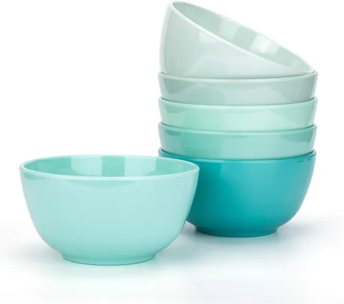 KX-WARE Juego de cuencos de melamina de 28 onzas, 6 pulgadas, 100% melamina para cereales, sopa/ensalada, juego de 6 en colores surtidos