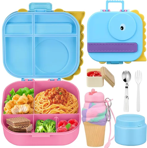 Vista 20 de Aimsnk Juego de Loncheras para Niños - Frasco de Alimentos Aislado de 12 oz, Bolsa Térmica, Envases de Comida para Almuerzo a Prueba de Fugas
