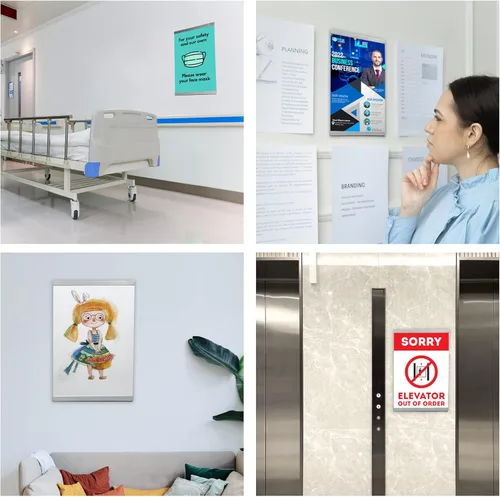 Vista 2 de REALWAY - Soporte de pared acrílico de 8.5 x 11 pulgadas con cinta adhesiva, soporte magnético de acrílico para pared, marco de pared acrílico