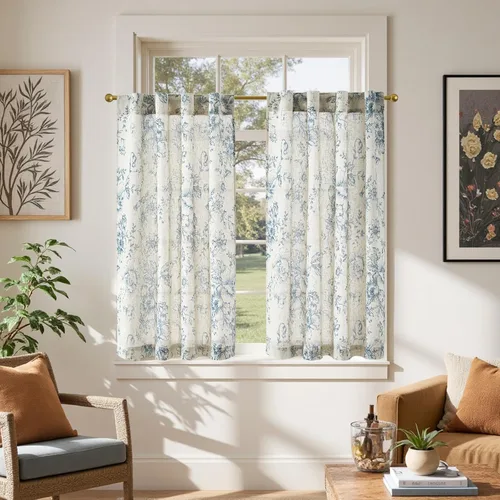 Vista 51 de Jinchan - Cortinas de lino texturizado para cocina, 24 pulgadas, natural, 2 paneles Mezcla de lino beige natural