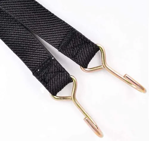 Vista 5 de Cuerda elástica plana, cuerda elástica negra resistente de 24 pulgadas con ganchos