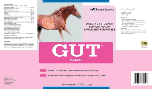 Vista 2 de Gut™ Pellets Probióticos intestinales saludables para caballos Prebiótico equino y probiótico Suplemento para estómago de caballo 2.7 libras
