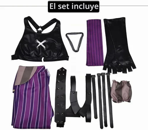 Vista 6 de Disfraz completo de Halloween para mujer con peluca azul