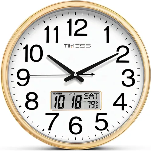 Vista 7 de TIMESS Reloj de pared, acabado de estilo clásico de madera, analógico de cuarzo silencioso sin tictac de 13 pulgadas, funciona