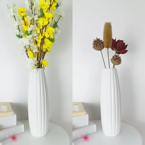Vista 42 de White Ceramic Flower Vase,12 Inch Tall Modern Textured Vases for Home Decor,Table Centerpieces,Farmhouse,Shelf,Living Room Decorations Minimalist
