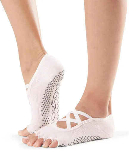 Toesox Elle - Calcetines de medio dedo con agarre antideslizante Suela antideslizante para yoga, pilates, gimnasio - Calcetines de mujer con dedos