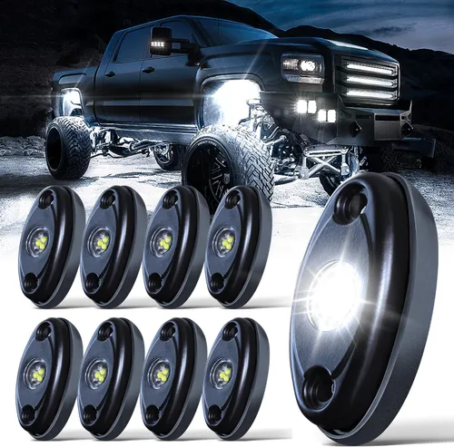 Vista 9 de LEDMIRCY Luces LED de roca blancas, 20 piezas para JE EP todoterreno, camión, ATV, SUV, RZR, auto, barco, impermeable, de alta potencia, luces
