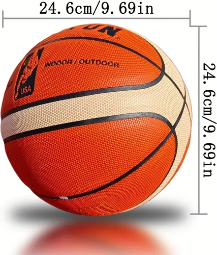Vista 9 de Basketball, Adult Size 7, 12 Panel, 2-Tone Design, 29.6inches, Orange/Yellow, Indoor/Outdoor Play, 1 Pack