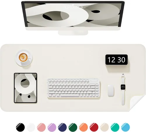 Vista 9 de Alfombrilla para escritorio, 23.6" x 13.8" de piel sintética PU, antideslizante, gran mouse pad para escritorio, alfombrilla impermeable