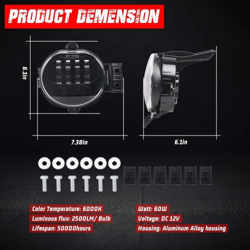 Vista 7 de Faros antiniebla LED para Dodge Ram 1500 2002-2008 Ram 2500/3500 Dodge Durango Pickup Truck nueva versión 2003 2004 2005 2006 2007 2008 2009 negro
