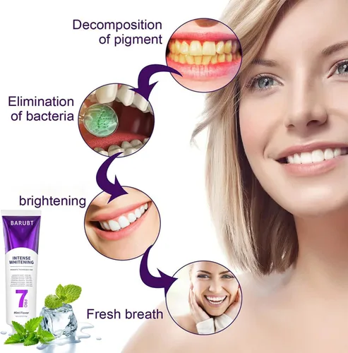 Vista 5 de 7Pro Pasta de dientes blanqueadora profunda con 7 probióticos, fórmula avanzada para eliminar manchas y salud de las encías, sin flúor, segura