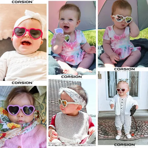 Vista 3 de COASION Lentes de sol con correa para bebé, polarizados, irrompibles, para recién nacidos, para edades de 0 a 12 meses