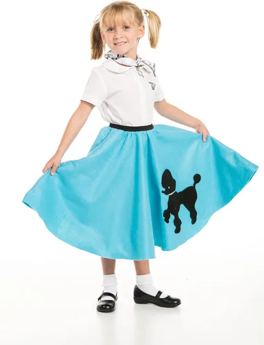 Kidscostumes falda con caniche y bufanda con nota musical estampada, color turquesa