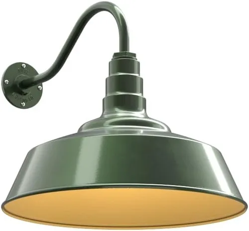 Vista 26 de Steel Lighting Co. Redondo - Luz de granero Montaje en pared al aire libre Cúpula de 20 pulgadas Cuello de cisne de 16 pulgadas Luz grande