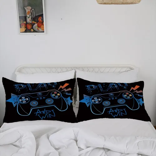 Vista 4 de Ailonen Juego de ropa de cama para videojuegos, tamaño Queen, edredón de 3 piezas y 2 fundas de almohada con tema de control de videojuegos