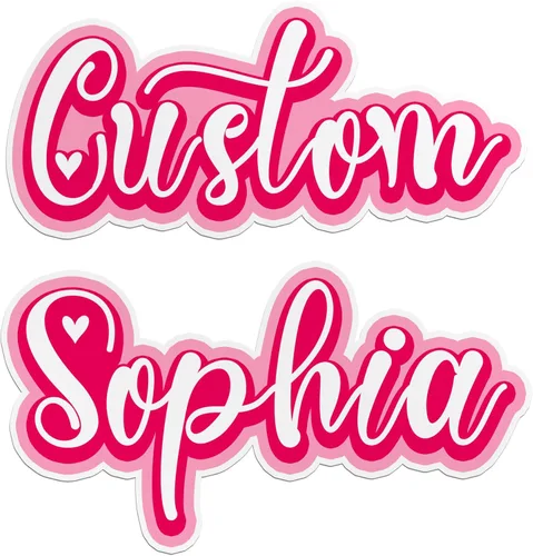 Vista 9 de Calcomanía de nombre personalizada, calcomanías de nombre de princesa rosa intenso, calcomanía de vinilo impermeable personalizada para botella