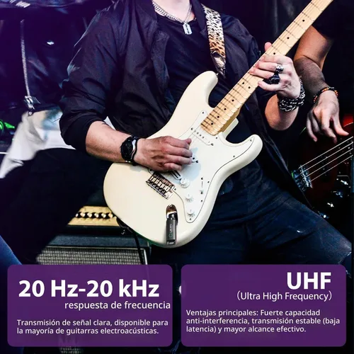 Vista 8 de LEKATO Sistema Inalámbrico de Guitarra UHF Transmisor y Receptor Inalámbrico de Guitarra Recargable Transmisor y Receptor de Audio Inalámbrico