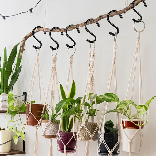 Vista 4 de DINGEE Paquete de 12 ganchos pequeños en S de 3 pulgadas, ganchos en S resistentes para plantas colgantes, con revestimiento de vinilo