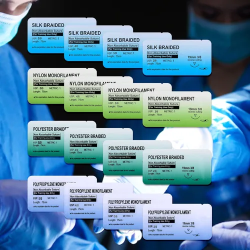 Vista 8 de Hilo de sutura estéril con aguja y kit de herramientas de sutura (28 piezas) para estudiantes de medicina práctica de sutura quirúrgica, práctica