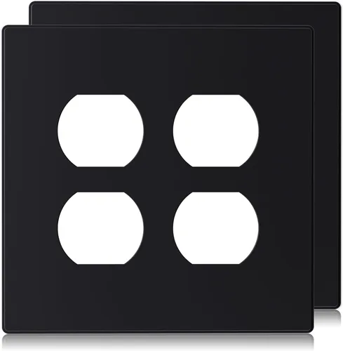 Vista 13 de ELEGRP Placas de pared para receptáculo dúplex de 2 segmentos, tamaño mediano, 4.88 pulgadas de alto x 4.94 pulgadas de largo, cubierta frontal