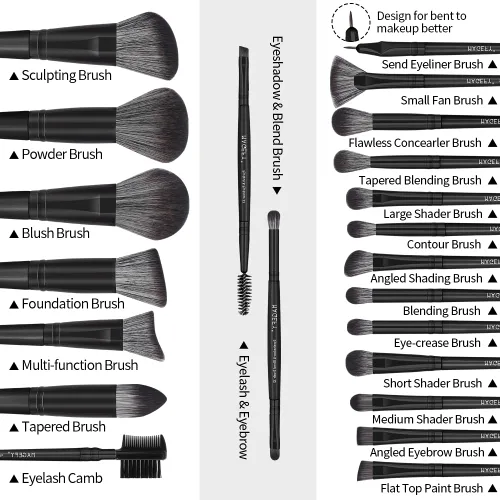 Vista 2 de MAGEFY Juego de Brochas de Maquillaje, 22 Piezas de Brochas de Maquillaje Sintéticas Premium, Brochas de Base, Sombra de Ojos, Polvo, Rubor