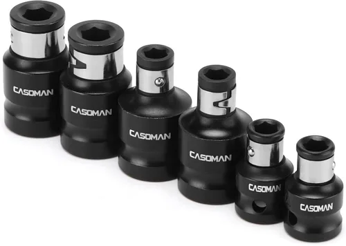 CASOMAN Juego de adaptadores de dados de broca -1/4" x 3/8" Dr. 1/4" x 1/2" Dr., 5/16" * 1/2" Dr., 1/4-Inch Dr. Hex Power Bit Holder & 5/16" 1/4"