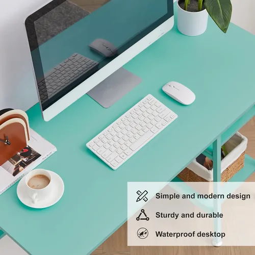 Vista 6 de VECELO Escritorio de 43 pulgadas para computadora en casa y oficina, escritorio moderno y simple con almacenamiento para dormitorio, mesa simple