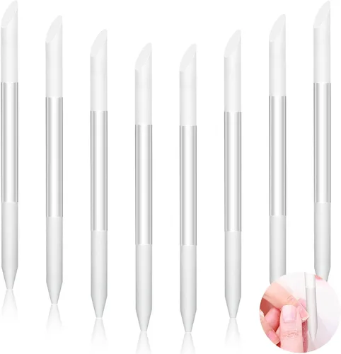 Vista 7 de 3 piezas de vidrio para quitar cutículas, lima de uñas de vidrio, herramientas de pedicura de manicura de doble extremo para el cuidado de las uñas