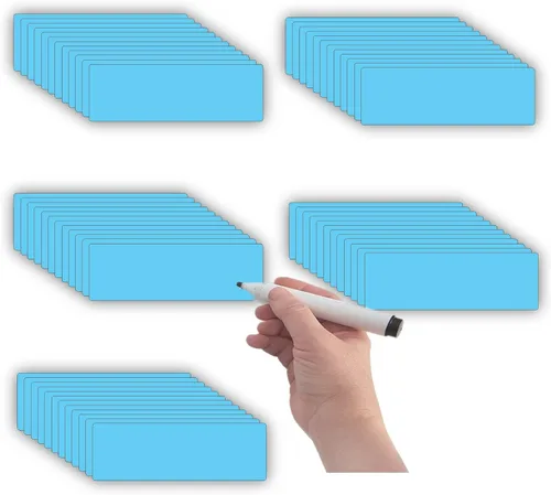 STTMGN Etiquetas magnéticas de borrado en seco (1 x 3, paquete de 60), adhesivos para escribir en imanes, impermeables/reutilizables para aula,