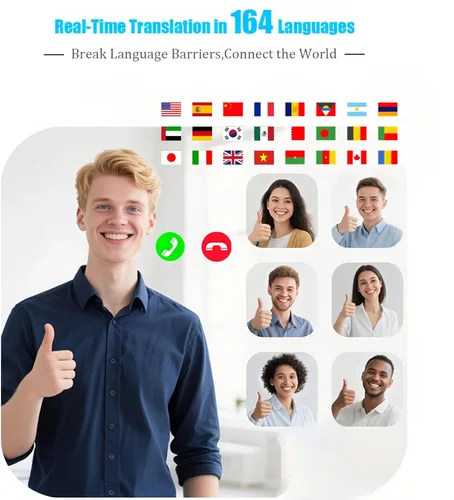 Vista 6 de Auriculares de Traducción AI en Tiempo Real Traductor de 164 Idiomas Auriculares 3 en 1 Bluetooth 5.4 Audifonos Traductores Inglés Español