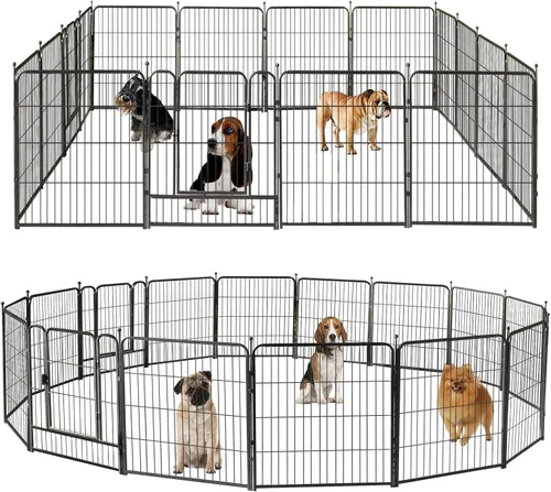 Vista 11 de Corralito para perros, 24/32/40 pulgadas de altura en resistente, valla plegable para interiores y exteriores, corralito portátil para mascotas