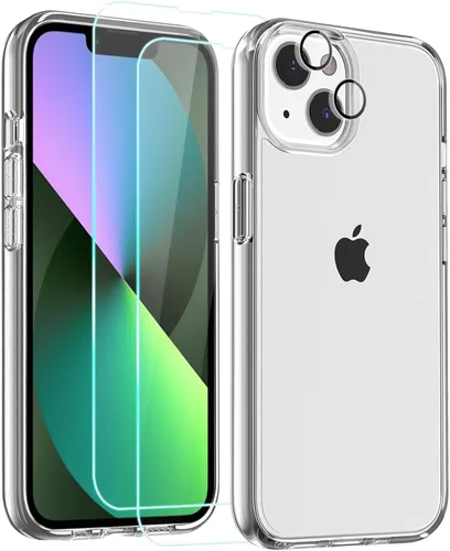 Vista 10 de FanTEK Funda compatible con iPhone 11 con 2 protectores de pantalla y 1 protector de lente de cámara, funda de cristal transparente compatible