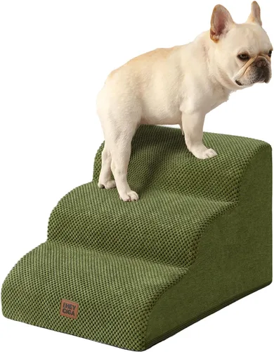 Vista 21 de EHEYCIGA Rampa de escaleras curvadas para perros pequeños de 15.7 pulgadas de alto, escalones para perros de 3 escalones para sofá y silla