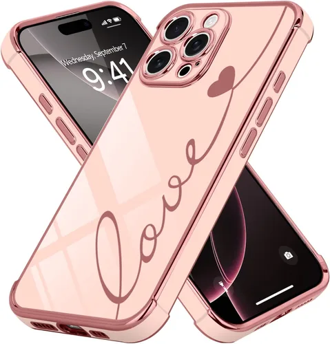 Vista 20 de LCHULLE Funda compatible con iPhone 12 para mujeres y niñas, bonito diseño de corazón de amor con enchapado de lujo, cubierta de TPU suave a prueba