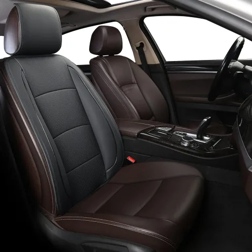 Vista 18 de Funda protectora de lujo para asiento de coche en cuero sintético - Funda para asiento delantero - Funda para base de asiento individual Beige
