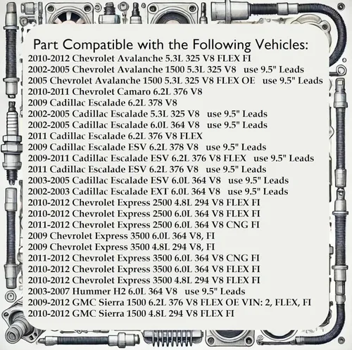 Vista 5 de Dragon Fire Performance Pro Series Ultra Low 40 Ohm 9.5 pulgadas de longitud total Juego de cables de bujía para Chevrolet GM GMC Chevy LS LS1 LS2