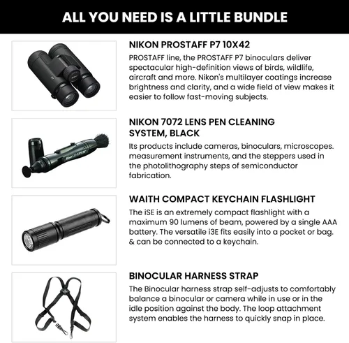 Vista 2 de Nikon PROSTAFF P7 10x42 Binoculares impermeables para adultos Binoculares pequeños y compactos para viajes de observación de aves Juego