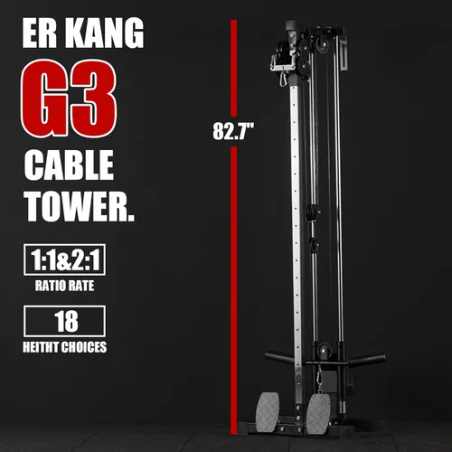 Vista 4 de ER Kang Soporte de Pared para Estación de Cable, Torre de Polea de 18 Pulgadas, Sistema de Polea Doble, Máquina de Cable Alto y Bajo, Torre de Jalón