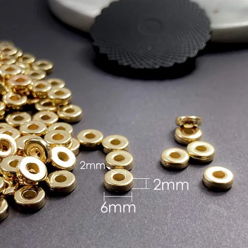 Vista 2 de 1200 cuentas espaciadoras de disco plano de 0.236 pulgadas redondas CCB Rondelle cuentas espaciadoras para pulseras, collares, joyas, manualidades